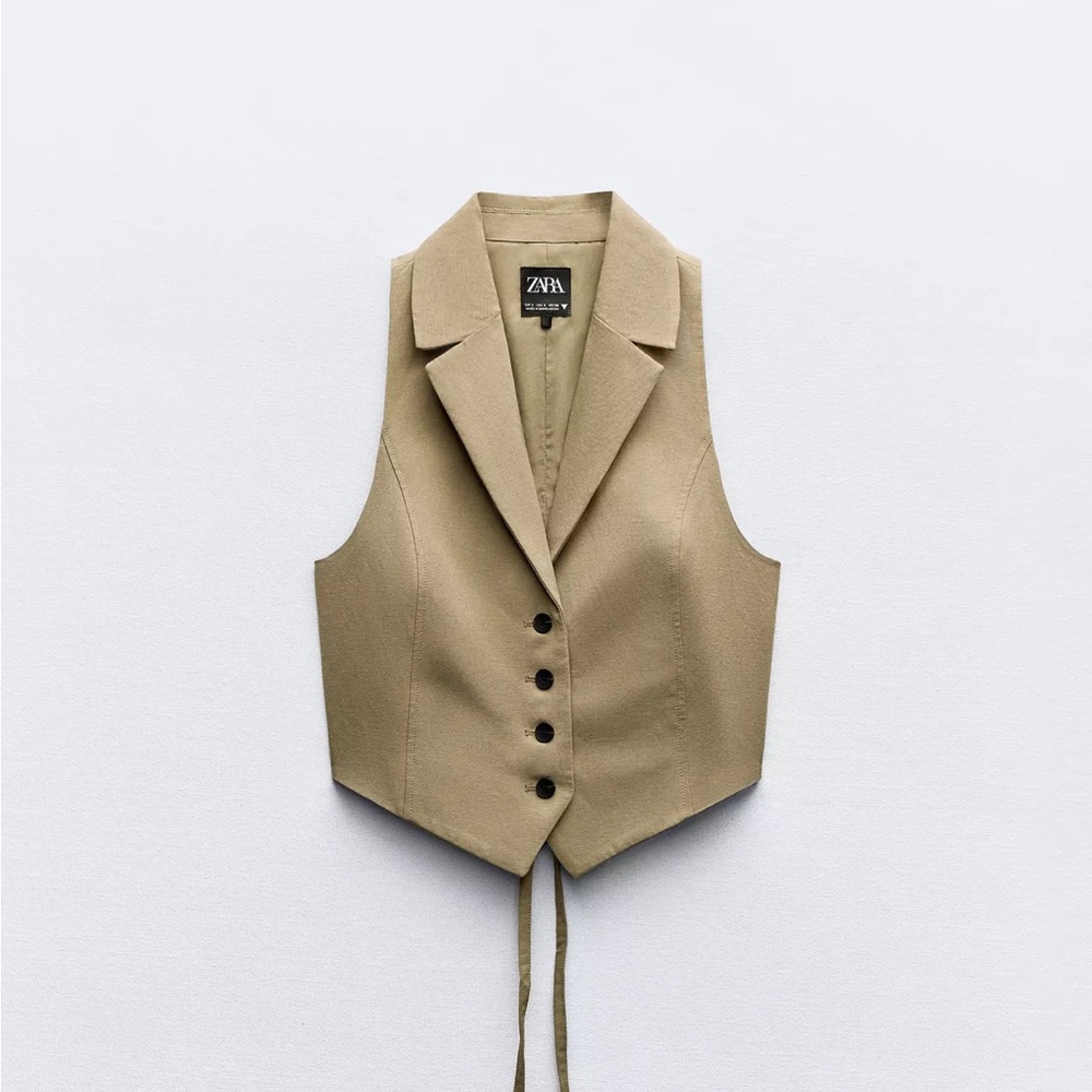 Zara Beige Tailored Vest